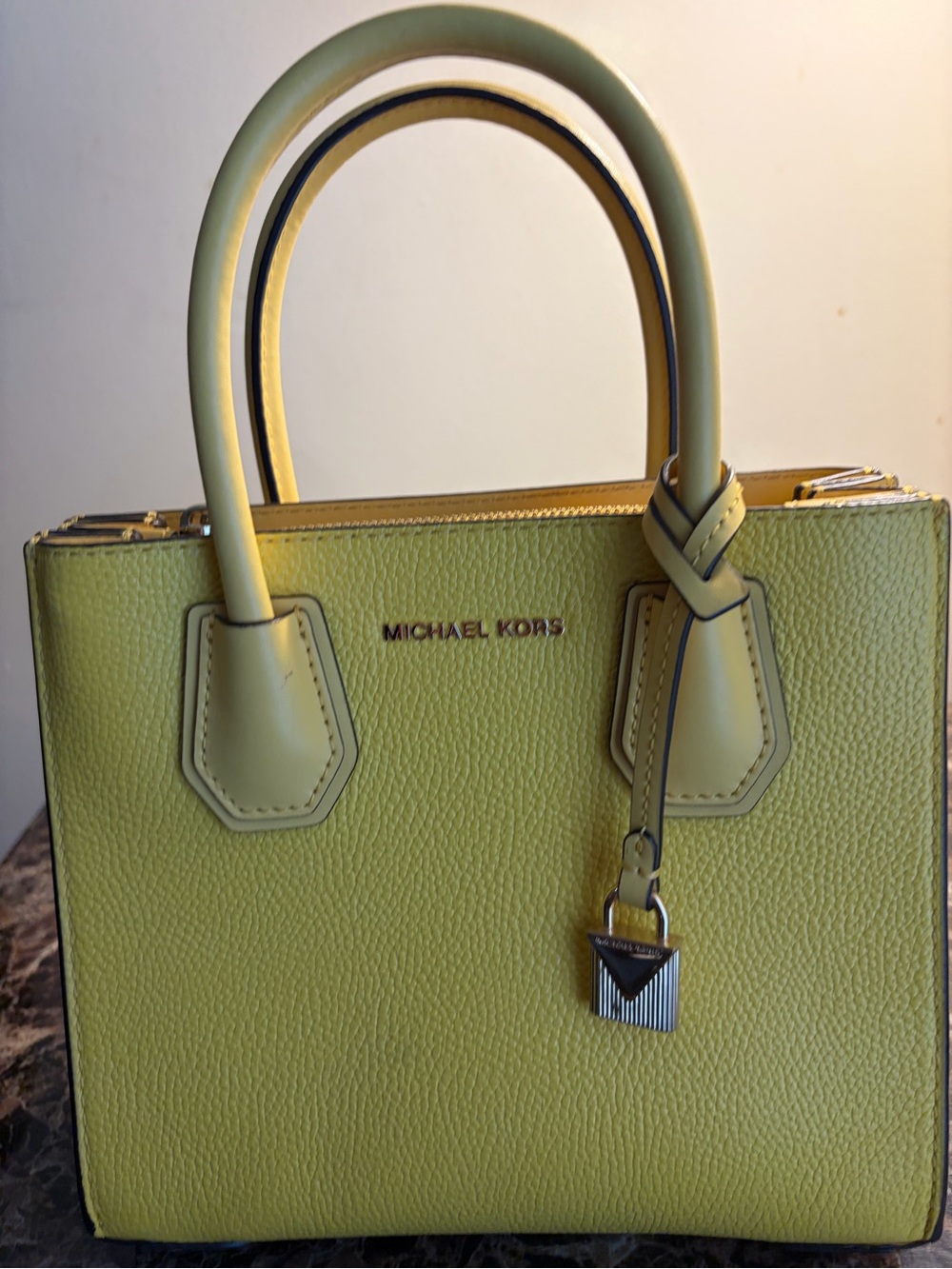 Michael Kors Yellow Leather Satchel with Gold Hardware